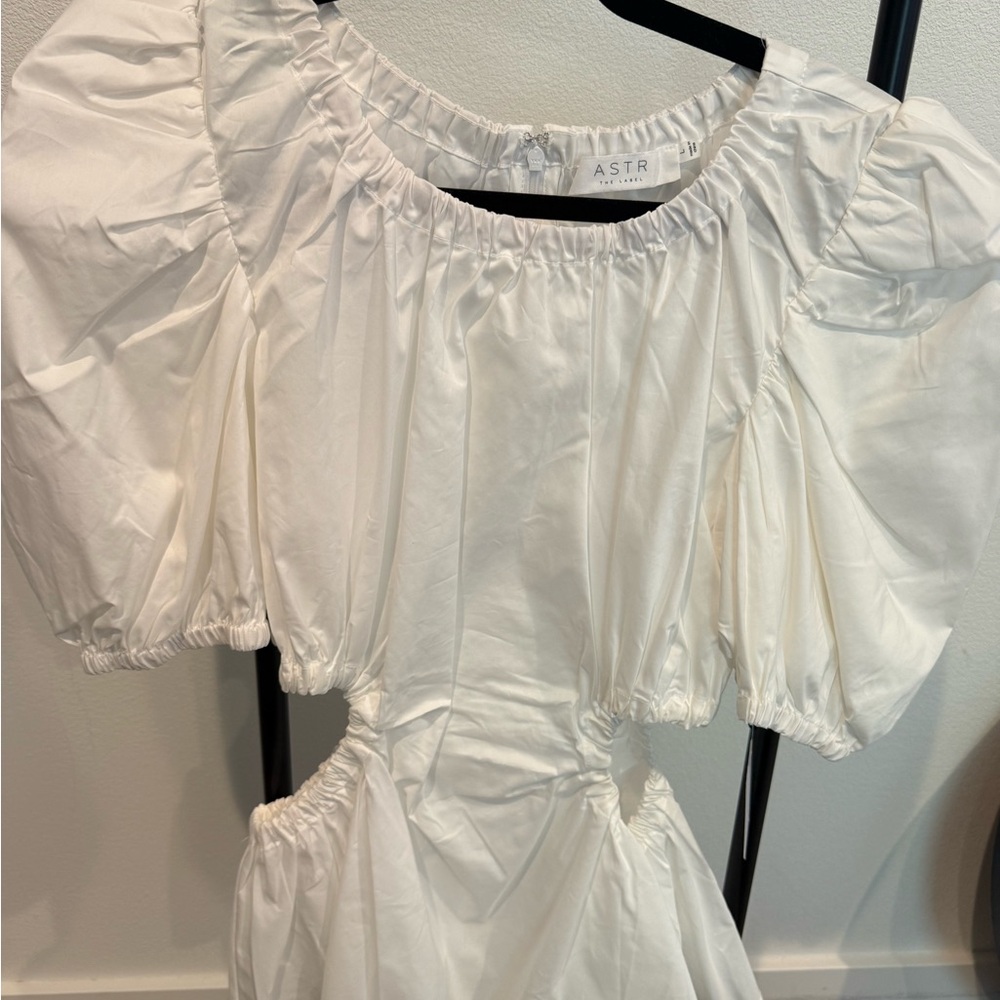 ASTR Elegant White Gathered Dress